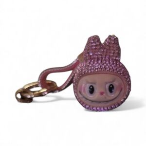 Pink Crystal Labubu Key Holder